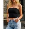 image:imageLILLUSORY Womens Bandeau Tube Tops Stretchy Strapless Y2K Crop Cute Knit Tops for Summer Beach Outfits Going Out Clothes 2026Black