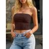 image:imageLILLUSORY Womens Bandeau Tube Tops Stretchy Strapless Y2K Crop Cute Knit Tops for Summer Beach Outfits Going Out Clothes 2026Coffee