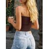 image:imageLILLUSORY Womens Bandeau Tube Tops Stretchy Strapless Y2K Crop Cute Knit Tops for Summer Beach Outfits Going Out Clothes 2026Coffee
