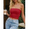image:imageLILLUSORY Womens Bandeau Tube Tops Stretchy Strapless Y2K Crop Cute Knit Tops for Summer Beach Outfits Going Out Clothes 2026Red
