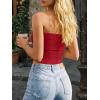 image:imageLILLUSORY Womens Bandeau Tube Tops Stretchy Strapless Y2K Crop Cute Knit Tops for Summer Beach Outfits Going Out Clothes 2026Red