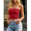 image:imageLILLUSORY Womens Bandeau Tube Tops Stretchy Strapless Y2K Crop Cute Knit Tops for Summer Beach Outfits Going Out Clothes 2026Red