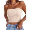 image:imageLILLUSORY Womens Bandeau Tube Tops Stretchy Strapless Y2K Crop Cute Knit Tops for Summer Beach Outfits Going Out Clothes 2026Apricot