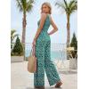 image:imageLILLUSORY Womens Floral Jumpsuit Off Shoulder Wide Leg Boho Romper Summer Beach Casual Outfit for Vacation PartyGreen