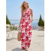 image:imageLILLUSORY Womens Floral Jumpsuit Off Shoulder Wide Leg Boho Romper Summer Beach Casual Outfit for Vacation PartyRed