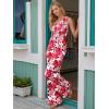 image:imageLILLUSORY Womens Floral Jumpsuit Off Shoulder Wide Leg Boho Romper Summer Beach Casual Outfit for Vacation PartyRed