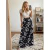 image:imageLILLUSORY Women Elastic Casual High Waist Wide Leg Pants 2026 Summer Long Palazzo Pant with Pocket Beach Vacation ClothesBlack Flower
