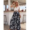 image:imageLILLUSORY Women Elastic Casual High Waist Wide Leg Pants 2026 Summer Long Palazzo Pant with Pocket Beach Vacation ClothesBlack Flower