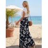 image:imageLILLUSORY Women Elastic Casual High Waist Wide Leg Pants 2026 Summer Long Palazzo Pant with Pocket Beach Vacation ClothesBlack Flower