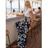 image:imageLILLUSORY Women Elastic Casual High Waist Wide Leg Pants 2026 Summer Long Palazzo Pant with Pocket Beach Vacation ClothesBlack Flower