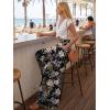 image:imageLILLUSORY Women Elastic Casual High Waist Wide Leg Pants 2026 Summer Long Palazzo Pant with Pocket Beach Vacation ClothesBlack Print