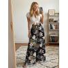 image:imageLILLUSORY Women Elastic Casual High Waist Wide Leg Pants 2026 Summer Long Palazzo Pant with Pocket Beach Vacation ClothesBlack Print