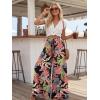 image:imageLILLUSORY Women Elastic Casual High Waist Wide Leg Pants 2026 Summer Long Palazzo Pant with Pocket Beach Vacation ClothesRed Print