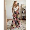 image:imageLILLUSORY Women Elastic Casual High Waist Wide Leg Pants 2026 Summer Long Palazzo Pant with Pocket Beach Vacation ClothesRed Print