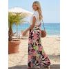 image:imageLILLUSORY Women Elastic Casual High Waist Wide Leg Pants 2026 Summer Long Palazzo Pant with Pocket Beach Vacation ClothesRed Print
