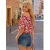 image:imageLILLUSORY Women Summer Off the Shoulder Flowy Top Short Puff Sleeve Dressy Casual Blouse 2026 Cute Vacation Resort Boho ShirtBeach Daisy