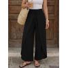 image:imageLILLUSORY Womens Flowy Palazzo Pants High Waisted Wide Leg Boho Casual Summer Beach Vacation Fall Lightweight TrousersBlack