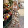 image:imageLILLUSORY Womens Flowy Palazzo Pants High Waisted Wide Leg Boho Casual Summer Beach Vacation Fall Lightweight TrousersBohofloral