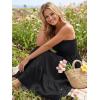 image:imageLILLUSORY Womens Summer Strapless Maxi Dress Smocked Flowy A Line Long Tube Beach Dresses with PocketsBlack