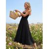 image:imageLILLUSORY Womens Summer Strapless Maxi Dress Smocked Flowy A Line Long Tube Beach Dresses with PocketsBlack