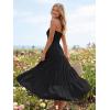 image:imageLILLUSORY Womens Summer Strapless Maxi Dress Smocked Flowy A Line Long Tube Beach Dresses with PocketsBlack