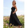 image:imageLILLUSORY Womens Summer Strapless Maxi Dress Smocked Flowy A Line Long Tube Beach Dresses with PocketsBlack
