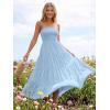 image:imageLILLUSORY Womens Summer Strapless Maxi Dress Smocked Flowy A Line Long Tube Beach Dresses with PocketsBlue