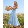 image:imageLILLUSORY Womens Summer Strapless Maxi Dress Smocked Flowy A Line Long Tube Beach Dresses with PocketsBlue