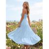 image:imageLILLUSORY Womens Summer Strapless Maxi Dress Smocked Flowy A Line Long Tube Beach Dresses with PocketsBlue