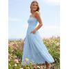 image:imageLILLUSORY Womens Summer Strapless Maxi Dress Smocked Flowy A Line Long Tube Beach Dresses with PocketsBlue