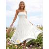 image:imageLILLUSORY Womens Summer Strapless Maxi Dress Smocked Flowy A Line Long Tube Beach Dresses with PocketsWhite