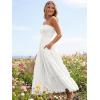 image:imageLILLUSORY Womens Summer Strapless Maxi Dress Smocked Flowy A Line Long Tube Beach Dresses with PocketsWhite