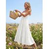 image:imageLILLUSORY Womens Summer Strapless Maxi Dress Smocked Flowy A Line Long Tube Beach Dresses with PocketsWhite