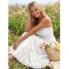 image:imageLILLUSORY Womens Summer Strapless Maxi Dress Smocked Flowy A Line Long Tube Beach Dresses with PocketsWhite