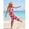image:imageLILLUSORY Womens Jumpsuits Tropical Floral Print Boho Summer Overalls Rompers Cruise Outfits Beach Vacation 2026 Resort WearRed Floral