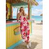 image:imageLILLUSORY Womens Jumpsuits Tropical Floral Print Boho Summer Overalls Rompers Cruise Outfits Beach Vacation 2026 Resort WearRed Floral
