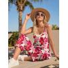 image:imageLILLUSORY Womens Jumpsuits Tropical Floral Print Boho Summer Overalls Rompers Cruise Outfits Beach Vacation 2026 Resort WearRed Floral