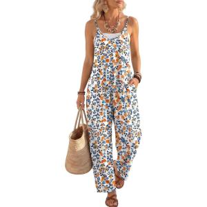 image:imageLILLUSORY Womens Jumpsuits Tropical Floral Print Boho Summer Overalls Rompers Cruise Outfits Beach Vacation 2026 Resort WearFloral