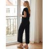 image:imageLILLUSORY 2 Piece Lounge Sets for Womens Airport Travel Beach Vacation Outfits Henley Casual T shirts and Wide Leg pantsBlack