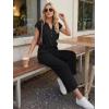 image:imageLILLUSORY 2 Piece Lounge Sets for Womens Airport Travel Beach Vacation Outfits Henley Casual T shirts and Wide Leg pantsBlack
