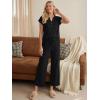 image:imageLILLUSORY 2 Piece Lounge Sets for Womens Airport Travel Beach Vacation Outfits Henley Casual T shirts and Wide Leg pantsBlack