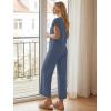 image:imageLILLUSORY 2 Piece Lounge Sets for Womens Airport Travel Beach Vacation Outfits Henley Casual T shirts and Wide Leg pantsBlue