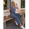 image:imageLILLUSORY 2 Piece Lounge Sets for Womens Airport Travel Beach Vacation Outfits Henley Casual T shirts and Wide Leg pantsBlue