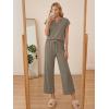image:imageLILLUSORY 2 Piece Lounge Sets for Womens Airport Travel Beach Vacation Outfits Henley Casual T shirts and Wide Leg pantsCoffee