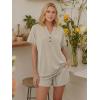image:imageLILLUSORY 2 Piece Lounge Sets for Womens Airport Travel Vacation Outfits Henley Oversized T shirts and Sweat ShortsApricot
