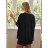 image:imageLILLUSORY 2 Piece Lounge Sets for Womens Airport Travel Vacation Outfits Henley Oversized T shirts and Sweat ShortsBlack