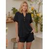 image:imageLILLUSORY 2 Piece Lounge Sets for Womens Airport Travel Vacation Outfits Henley Oversized T shirts and Sweat ShortsBlack