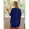image:imageLILLUSORY 2 Piece Lounge Sets for Womens Airport Travel Vacation Outfits Henley Oversized T shirts and Sweat ShortsNavy Blue
