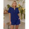 image:imageLILLUSORY 2 Piece Lounge Sets for Womens Airport Travel Vacation Outfits Henley Oversized T shirts and Sweat ShortsNavy Blue