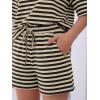 image:imageLILLUSORY 2 Piece Striped Set for Women Two Piece Lounge Sets Summer Outfits 2026 Oversized tshirts and ShortsBlack Apricot Combo